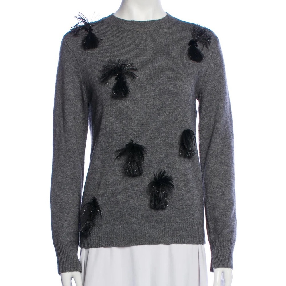 3.1 Phillip Lim Embellished Tassle Grey Crew Neck Sweater